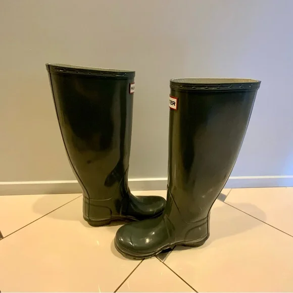 Hunter Original Tall Rainboots. Shiny grey color - Picture 2 of 6